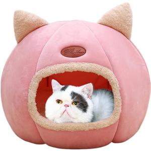 Cat Beds for Indoor Cats, Cozy Cat Cave Bed Dog House Cats Tent with Removable Cushion Pillow, Soft Warm Pet House Puppy Bed, Cute Pet Nest for Kitten Small Dog (Pink, M-13x13x13 Inches)