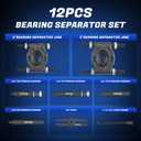 KOOPOOL 12-Piece Bearing Puller, Wheel Hub Puller Set, Wheel Bearing Removal Tool, Blind Bearing Puller, 5 Ton Capacity Bearing Separator with 2 and 3 Bearing Separator Jaws