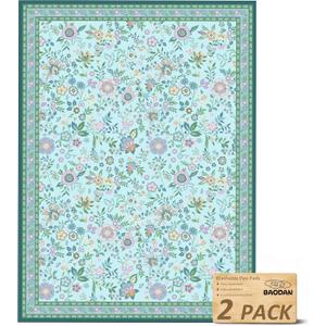 Washable Pee Pads for Dogs, 2 Pack Super Absorbent Reusable Puppy Pads with Colorful Flowers Patterns for Potty Training, Floor, Couch, Bed, and Crate,18"x 24" (Green)