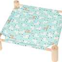 Patas Lague Cat and Dog Hammock Bed for Small Dogs, Brethable Wooden Cat Pet Rabbit Elevated Cooling Outdoor Bed Cots Furniture for All Seasons Alpaca (1 Cover)