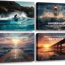 Inspirational Quotes Canvas Art, Motivational Decor Painting, Landscape - Suitable for Library, Office, Living Room - Tabletop/Hanging, 4-pack (29 x 38 cm) Framed