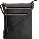 DELUXITY Crossbody Purse Bag Shoulder Bag Multi Pocket Zipper Purse | Black