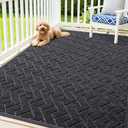 OLANLY Front Door Mat Indoor Outdoor Entrance, Waterproof All-Season, All-Weather Doormat, Sturdy Natural Rubber, Low Profile, Easy Clean Patio Porch Entryway Mat, Herringbone Brick (Grey, 71x47)