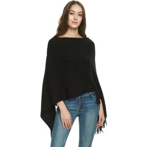 Ferand Women's Lightweight Poncho Sweater Versatile Shawl Wraps Holiday Gifts for Women 2024 (One Size, Black)