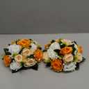 NUPTIO Flower Balls for Wedding Centerpieces: 9.5 Inch Diameter Orange Artificial Flower Ball Arrangement Bouquet Fall Party Table Decor - Fake Rose Autumn Weddings 2 Pcs