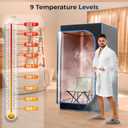 SereneLife Portable Sauna Box for Home, Steam Tent with Extra Large 4L Steamer - Includes Folding Chair, Remote Control w/ 9 Heat Levels for in-Home Spa - 2.9' x 2.9' x 5.9'