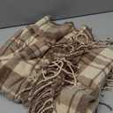 EVERGRACE Plaid Chenille Throw Blanket for Couch, Super Soft Cozy Decorative Farmhouse Plaid Throw with Tassels, Lightweight Chenille Knit Throw for Bed Sofa Gift Home Decor, Beige 50”x60”