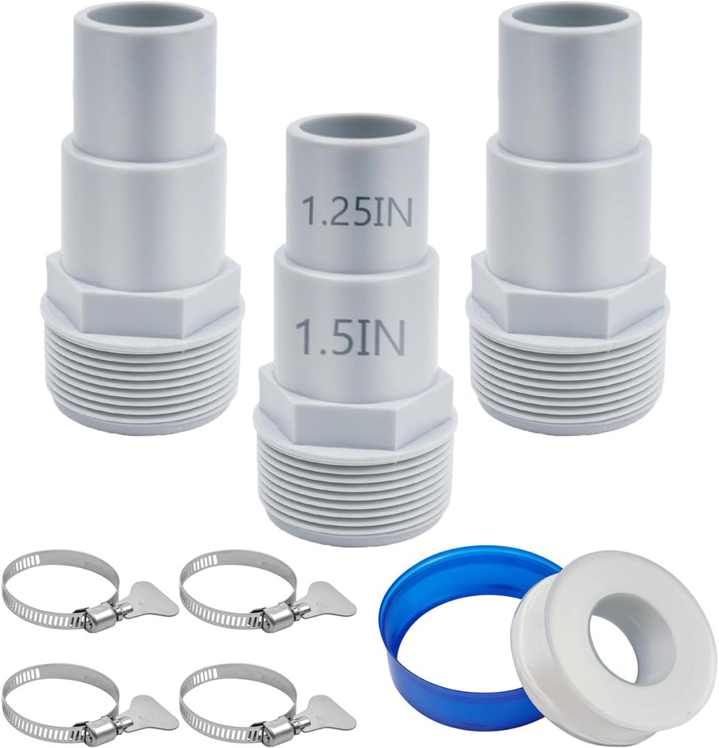 Universal Combo Pool Hose Adapter Replacement, 1-1/4" or 1-1/2", 3 Pack Fits Above-Ground Pool Pump, Filter, Skimmer - Compatible with Hayward SPX1091Z7 or SPX1091Z4