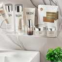 2 x Acrylic Shower Shelves, Clear Large Size 12.8" no Drill and Peel and Stick Wall Mounted Shower Caddy, Bathroom Wall Shelves with Self Adhesive Tape for Bathroom, Kitchen.