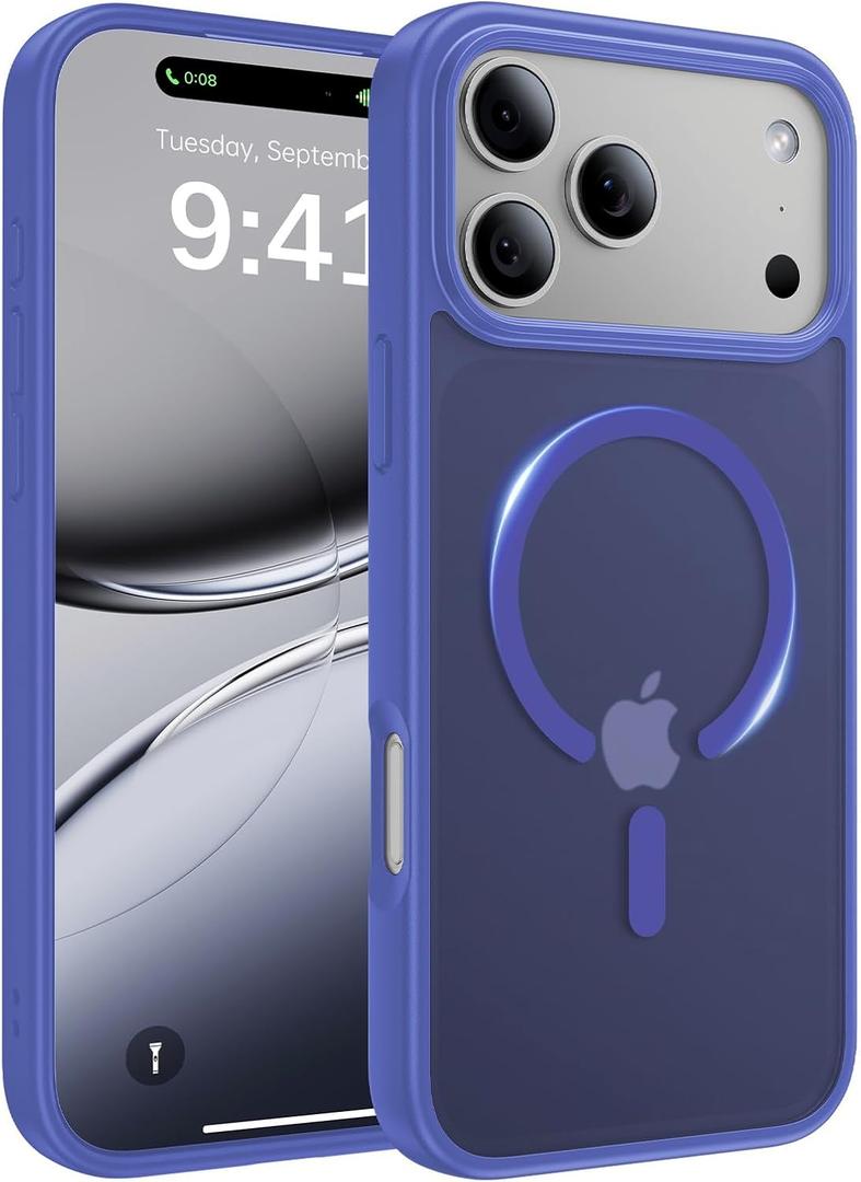 Magnetic for iPhone 17 Pro Max Case, [Anti-Slip] [Military-Grade Drop Protection] [Camera Protection] Skin-Friendly Slim Matte Shockproof Protective Case for iPhone 17 Pro Max, Cobalt Blue