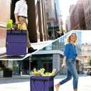 Reusable Grocery Bag on 5 Wheels - 84L Foldable Rolling Tote Bag Shopping Cart with Handles, Carries Up to 90 LBS, Navy Blue