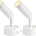 URTOM 2 Pack Indoor Spot Lights, 120V LED Accent Up Lights, 3W Plant Spotlights, 3000K Floor Spotlights for Plants, Pictures, Desk - Uplights with 5.9 FT Plug Cord and Foot Switch