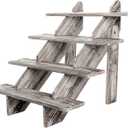 MyGift Rustic Torched Brown Wood Retail Display Riser, Cascading 4-Tier Decorative Merchandise and Cupcake Stair Stand