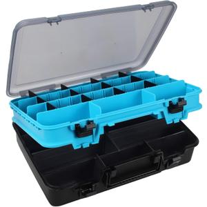 Tackle Box Fishing Tackle Box Large Tackle Storage Box for Fishing Tackle Box Organizer Double-sided Tacklebox with Dividers Fishing Tackle Storage Boxes with Handle (Blue)