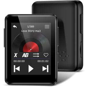 1.8 inch MP3 Player with Bluetooth, 32GB Digital Music Player for Kids, Portable Mini Bluetooth MP3 Player with Speaker Lossless Sound with FM Radio, Voice Recorder, Supports up to 512GB, Black