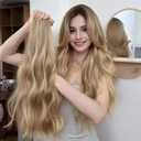 Invisible Wavy Clip in Hair Extensions Clip ins XIXISNOW 22 Inch Long Synthetic Fiber Curled Clips on Hairpieces for Women 4PCS Heat Resistant Extension Ash Medium Brown mix Beige Blonde for Daily Use