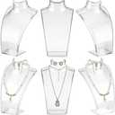 AceOrbit 6 Pcs Acrylic Necklace Display for Vendors, Jewelry Bust Stand Holder, 7.87 x 5.12 x 2.36 Inch Jewelry Display Mannequin for Earrings Necklace, Retail Store & Trade Shows (Clear)