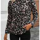 SHENHE Women's Puff Long Sleeve Blouse Dressy Casual Frilly Mock Neck Fall Blouse Top Black Small (M)