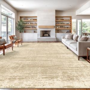 zesthome 10x14 Area Rugs for Living Room, Non-Slip Backing Washable Rug, Modern Abstract Area Rug, Stain Resistant Rugs for Bedroom, Ultra-Thin Large Area Rugs, Area Rug 10x14 (Beige/Brown)