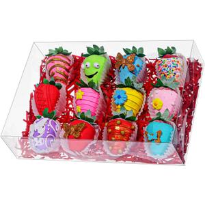 RomanticBaking 10PCS 10x7x2 inches Clear Bakery Boxes for Strawberry, Cookies, Macaron, Gift Treat Boxes for Party Favors