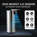 Automatic Soap Dispenser, Automatic Soap Dispenser Touchless, Kitchen & Bathroom, 3 Adjustable Volume for Liquid Soap, Water-Resistant, Hotel, Restaurant and School, Clog-Free, Stainless Steel
