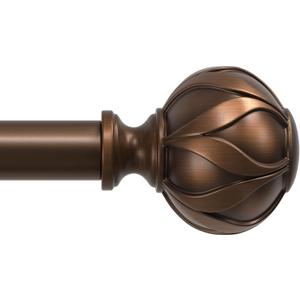Antique Bronze Curtain Rods for Windows 48 to 84 Inches, 1" Adjustable Heavy Duty Antique Window Curtain Rod with European Vintage Floral Finial, Vintage Decorative Drapery Rods for Bedroom