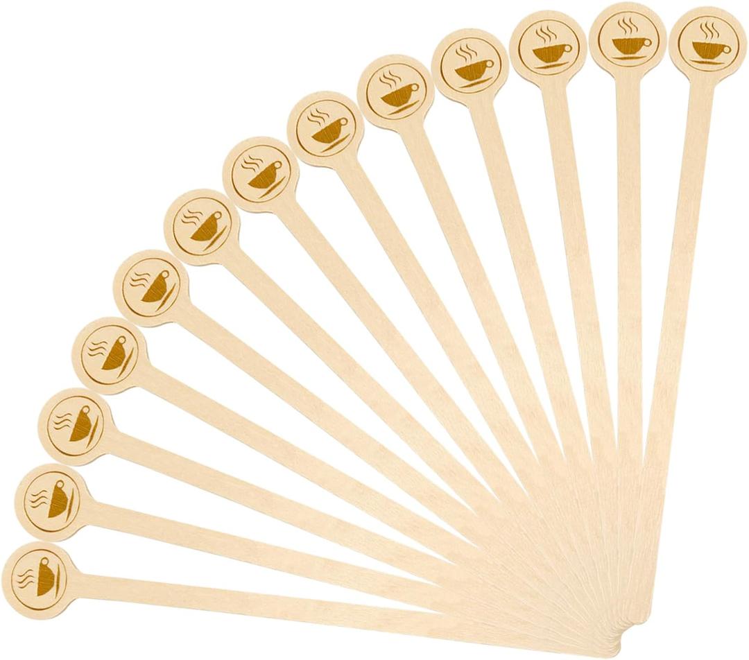 KTOJOY 5.9inch Wooden Coffee Stirrers with Round Ends, 100 Count Disposable Stir Sticks for Coffee & Cocktails, Wooden Beverage Mixer with Smooth Ends, Swizzle Drink Sticks