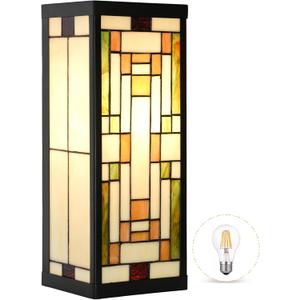 WL0005 Tiffany Style Rectangular Outdoor Wall Lights Stained Glass Corridor Wall Lamp Vintage Outdoor Balcony Aisle Hallway Wall Sconce Lighting,6" Wx 5.5" D x16 H, Bulb Included (Bricks) WL0005 Tiffany Style Rectangular Outdoor Wall Lights Stained Glass Corridor Wall Lamp Vintage Outdoor Balcony Aisle Hallway Wall Sconce Lighting,6" Wx 5.5" D x16 H, Bulb Included (Bricks)