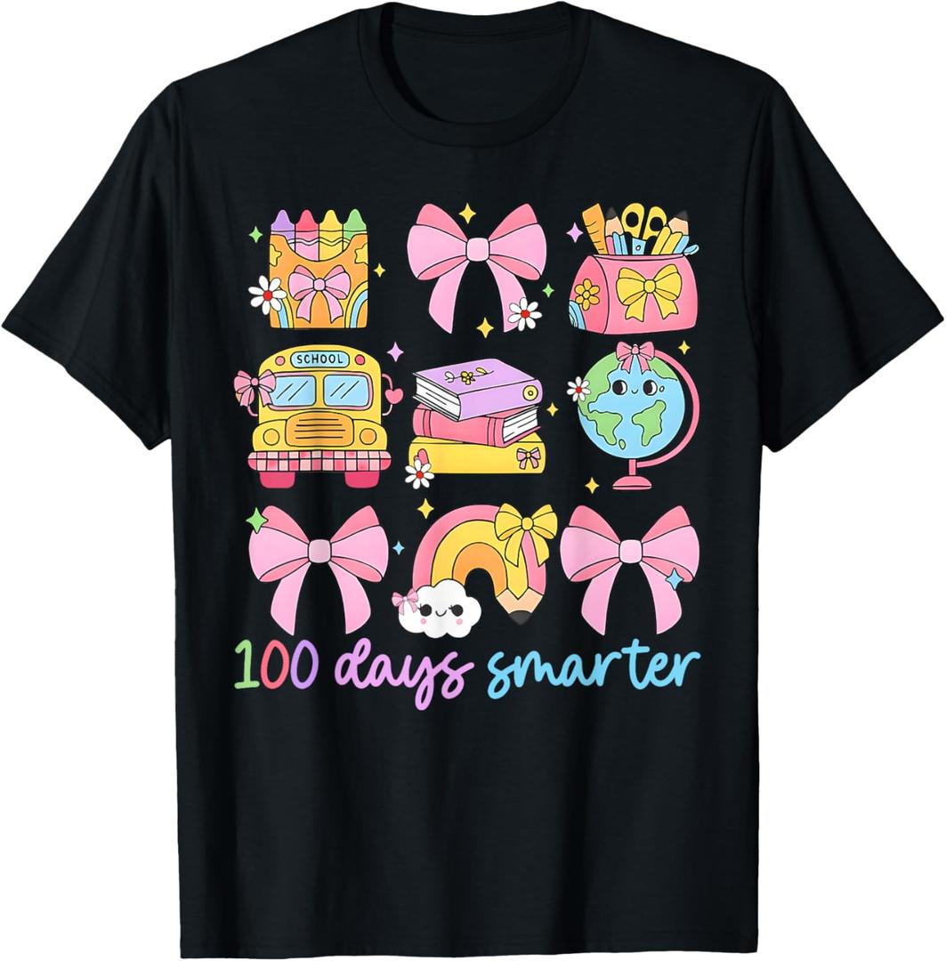 100th Day of School 100 Days Smarter Teacher Girls Kids T-Shirt, Size-S (Youth)