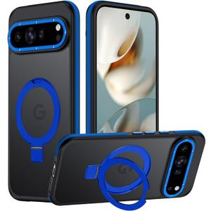 for Google Pixel 9 Pro XL Case, Magnetic Adjustable Ring Stand [Fit for Magsafe], [Military-Grade Shockproof Protection] Phone Case with Kickstand&Ring Holder 2 (Blue)