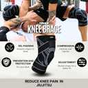 Tenace BJJ Knee Brace Grappling - Compression Knee Pad for Jiu Jitsu, MMA, Muay Thai, Wrestling, Judo - High Durability and Performance Unisex (Black, Medium)