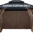 COWVIE 4-Panel 10' x 10' Gazebo Replacement Curtains, Patio Privacy Sidewalls with Double Zipper, Replacement for Outdoor Gazebo Canopy (Curtain Only) (Brown)