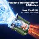 Portable Waist Fan 4000mAh Rechargeable, 3 Speeds Strong Turbo Airflow Hands-Free Clip Belt Fans With LED Flashlight, 24H Cooling Personal Wearable for Outdoor, Traveling, Camping, Gift for Men, Green