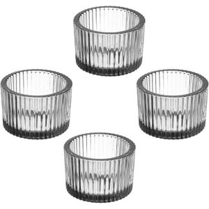 PATIKIL 4 Pcs Tealight Candle Holder, Tea Lights Candle Holder Glass Votive Candle Holders Glass Candle Holders for Table Centerpiece Decor Wedding Dinner Party, Black