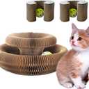 2PACK Kitty Kurlz Cat Toy, Magic Organ Cat Scratching Board with a Ball, Snufflepaw Accordion for Cats, Interactive Recyclable Scratching Pads for Indoor Cats (cat 2pack)
