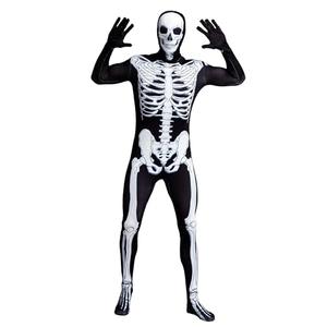 Spooktacular Creations Skeleton Bone Bodysuit Halloween Costumes for Men with Skeleton Hood Mask Medium