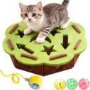 Cat Puzzle Toy with Star & Moon Design, 4 Rolling Balls, Interactive Maze Box for Indoor Cats, Cat Enrichment Toys, Cats Nail File Scratcher for Natural Claw Care