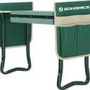 SONGMICS Garden Kneeler and Seat, Multifunctional Garden Kneeling Bench, Gardening Gifts for Women Men, Folding Gardening Stool, with 2 Tool Bags, 8-Inch Wide Kneeling Pad, Dark Green UGGK060L01