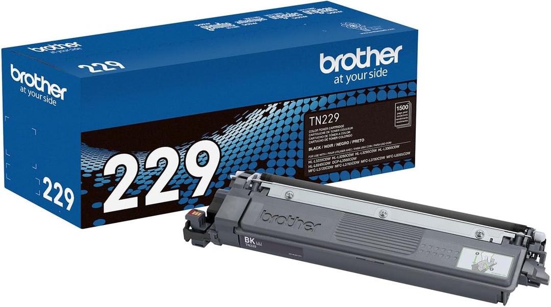Brother Genuine TN229BK Black Standard Yield Printer Toner Cartridge - Print up to 1,500 Pages(1)