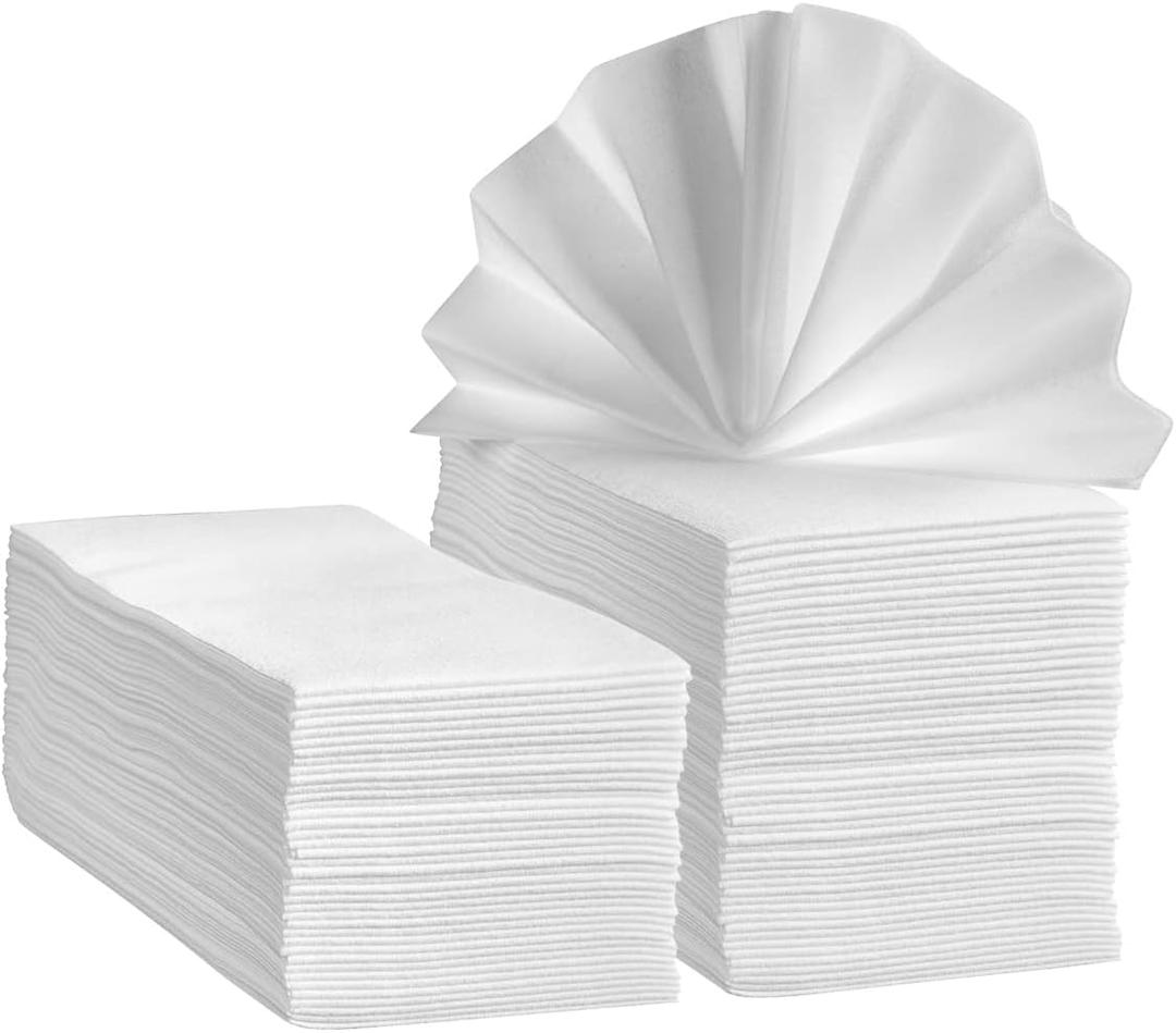 SETUP [100 Count] Linen-Feel Guest Towels - Disposable Cloth Dinner Napkins, Bathroom Paper Hand Towels, Wedding Napkins - (Formerly Comfy Package)