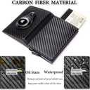 Mens Smart Airtag Wallet(NO Airtag) with Pop Up Button, Rfid Blocking Carbon Firber 20
