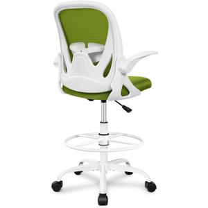 Primy Drafting Chair Tall Office Chair with Flip-up Armrests Executive Ergonomic Computer Standing Desk Chair with Lumbar Support and Adjustable Footrest Ring (AvocadoGreen) (934-Z)
