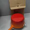 Enameled Cast Iron Sauce Pan, 2 Quarts Round Sauce Pot with Lid, Mini Dutch Oven Enamel Saucepan for Cooking Pasta Sauce, Marinate, Cook, Refrigerate and Serve, Flame Orange