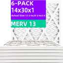 14x30x1 MERV 13 (6-Pack) Pleated Air Filter (Actual Size: 13.75"x29.75"x0.75") MPR 1900 & FPR 10, Furnace Air Filters,14x30x1 air filter