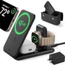 ESR Qi2 3 in 1 Charging Station for Apple, [Certified] Apple Watch Charger & Qi2 15W MagSafe Charger Stand, Travel Charger for iPhone 16/15/14/13/12 Series, Watch & AirPods, Black (Bag Included)