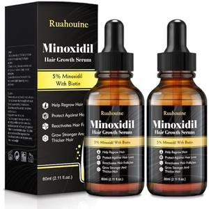2-Pack 5% Minoxidil Hair Growth Serum, Hair Regrowth Treatment for Men and Women, Strengthens and Thickens Hair for Fuller, Longer Results, Beard and Facial Hair Enhancer