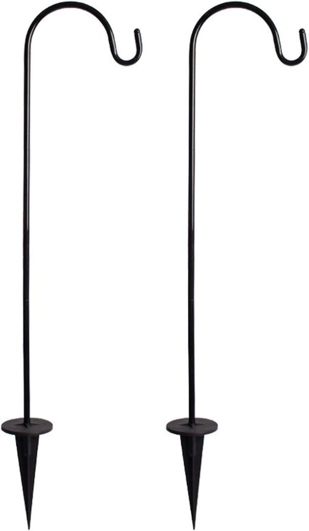 2 Pack Adjustable Shepherd Hooks, 26.77 Inch Stainless Steel Garden Stakes for Hanging Plants, Outdoor Decor, Weddings, Solar Lights, Plant Baskets, Durable & Versatile (Black)