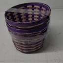 Easter Baskets with Hinged Handle - Round Woven Bamboo (Purple) 3 Pack
