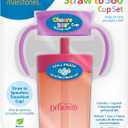 Dr. Brown's Milestones Straw to 360 Convertible Toddler Training Cup Set, 10 oz/300 mL, Interchangeable Silicone Straw and 360 Lids, Pink Coral, BPA-Free, 9m+, 1-Pack