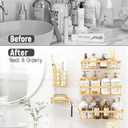 Liuoud 5 Pack Shower Caddy Organizer Rack Shelf for Inside Shower, Self Adhesive Wall Storage Basket Rustproof Stainless Steel Shampoo Holder Bathroom Accessory Decor Set, Gold